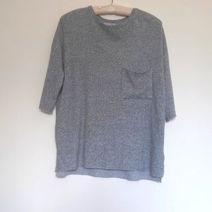 2 Zara Crewneck Oversized, Relaxed Tee's w a drop shoulder.  Gray & Peach, Small